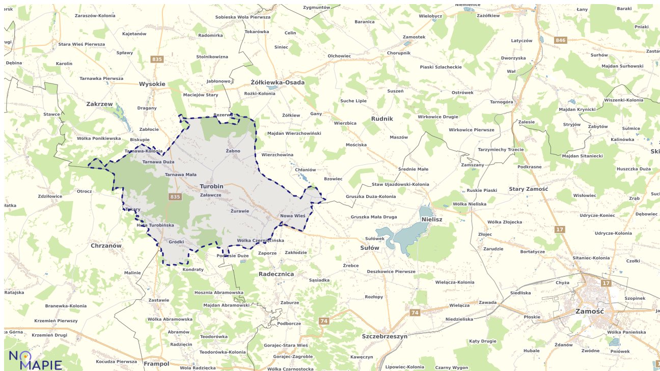 Mapa obszarów ochrony przyrody Turobina